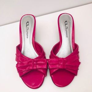 Laundry bow mini heels in hot pink